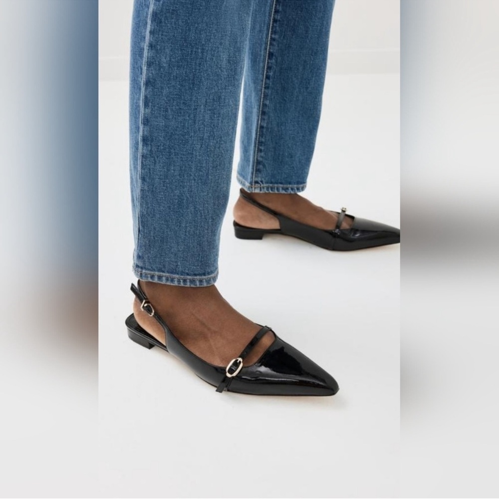NWT Larroude Ines flat soft patent leather black - Picture 3 of 6
